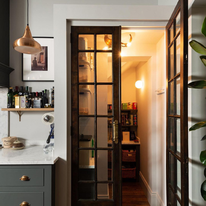 Black glass pantry door Black glass pantry door