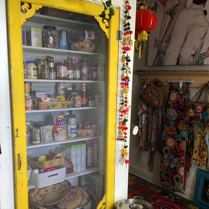 Glass yellow pantry door 