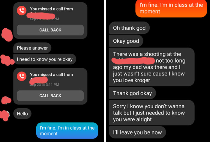 Ex From 2 Years Ago Tried To Use A Tragic Shooting That Happened Over 50 Miles Away From Me As An Excuse To Try To Contact Me After I Politely Asked Her Not To Anymore
