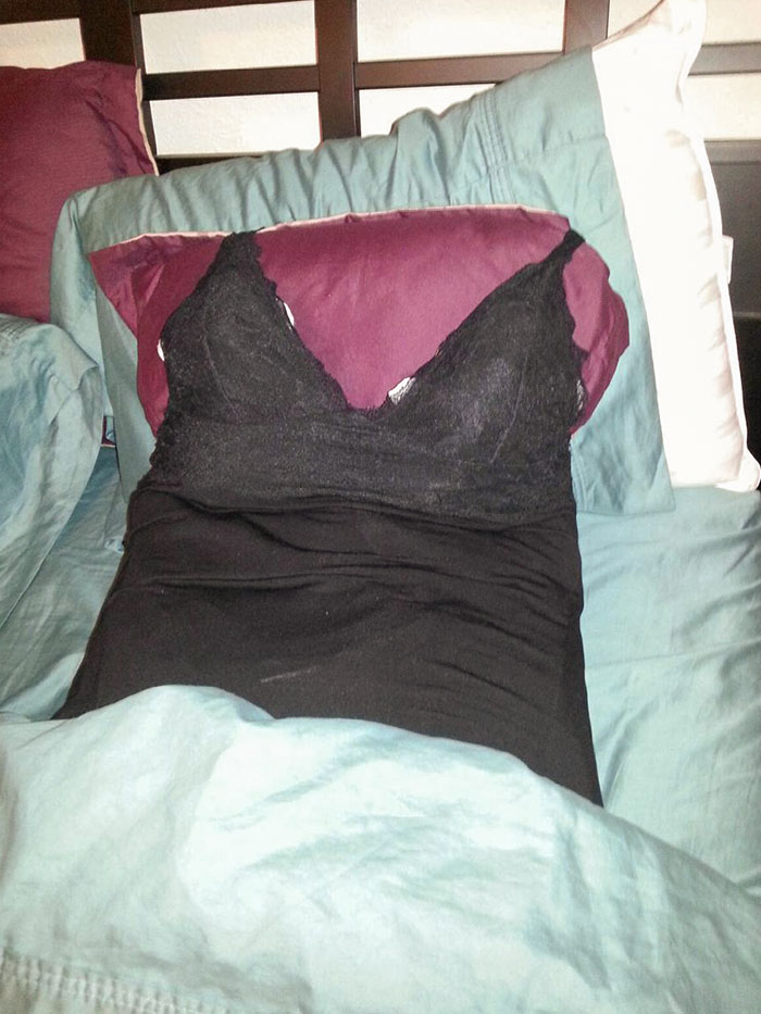 A Guy I Know Sent This Picture To His Ex. A Pillow Dressed In Her Lingerie