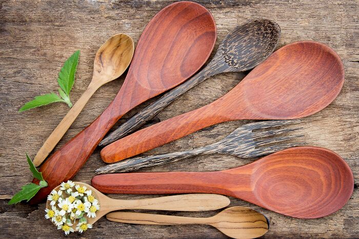 variety of wooden spoons 