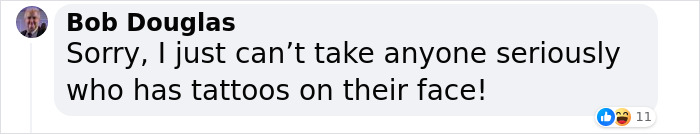 Comment trolling a bully about tattoos on their face by TikToker. Comment trolling a bully about tattoos on their face by TikToker.