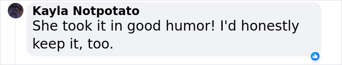 Comment by Kayla Notpotato about a tattoo blunder, mentioning humor and keeping the tattoo despite the mistake. Comment by Kayla Notpotato about a tattoo blunder, mentioning humor and keeping the tattoo despite the mistake.