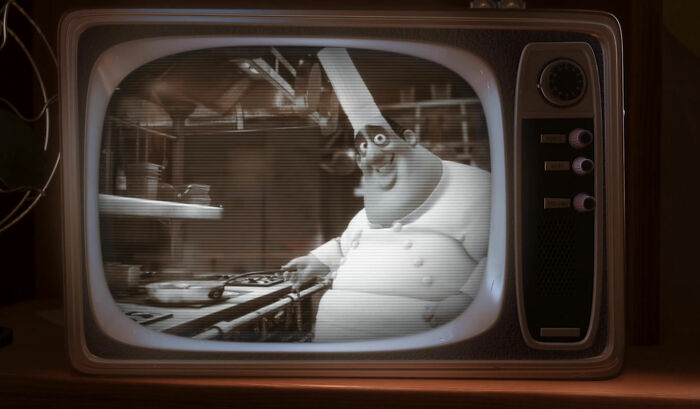 Gusteau from Ratatouille on TV