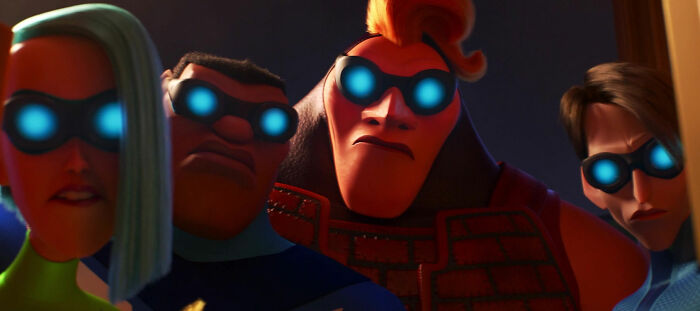 Characters with hypnotic goggles from Incredibles 2