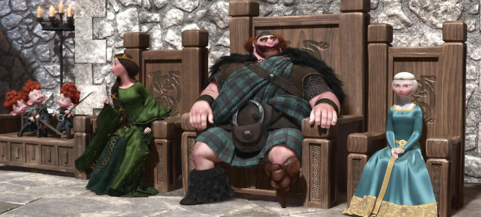Pixar Brave kings and queen sitting in the thrones