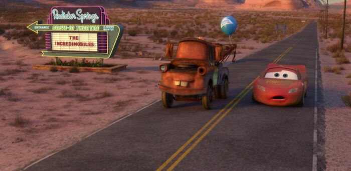 Incredimobiles sign in Cars 2
