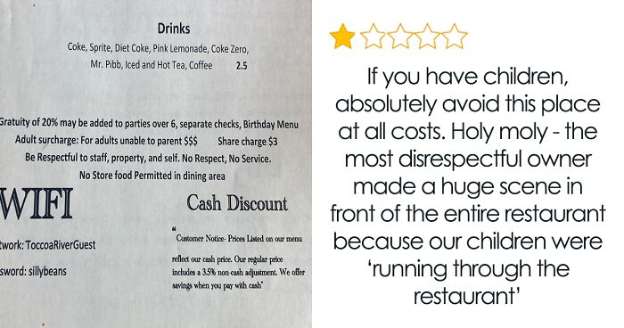 Restaurant Menu Says That There Is A Fee “For Adults Unable To Parent” And Netizens Are Raging