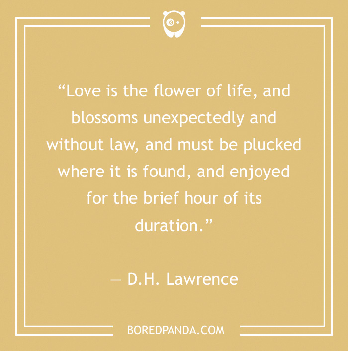 D.H. Lawrence quote on enjoying the feeling of love 