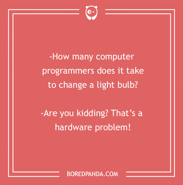 Smart joke about computer programmers and light bulb