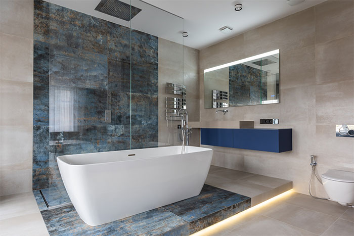 Modern bathroom interior with freestanding bathtub Modern bathroom interior with freestanding bathtub