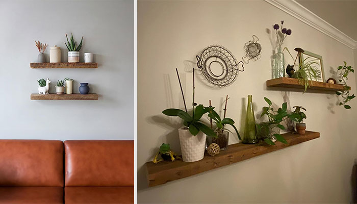 Rustic Reclaimed Floating Shelves - Add A Touch Of Country Charm And Embrace A Fresh Look For Your Décor, All In One 'Bracket'!