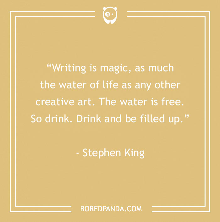 Stephen King quote about writing and water