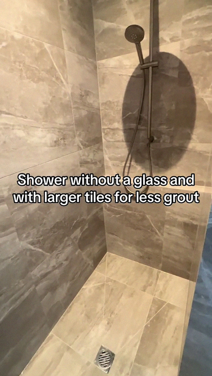 Would Do - Shower Without A Glass And With Larger Tiles For Less Grout