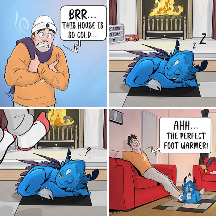 I Created A Heartwarming Webcomic About A Firefighter and His Adorably Difficult Baby Dragon (19 Pics)