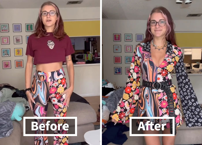 This Woman Goes Viral For Transforming Thrift Store Finds Into Amazing Outfits (31 Pics)