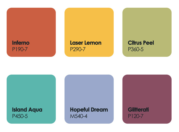 Tertiary color palette featuring warm colors like Inferno and Laser Lemon for decor ideas and design inspiration. Tertiary color palette featuring warm colors like Inferno and Laser Lemon for decor ideas and design inspiration.