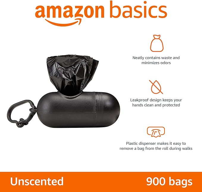 Pet waste bag dispenser with black bags, ideal for keeping dogs from pooping in your yard.