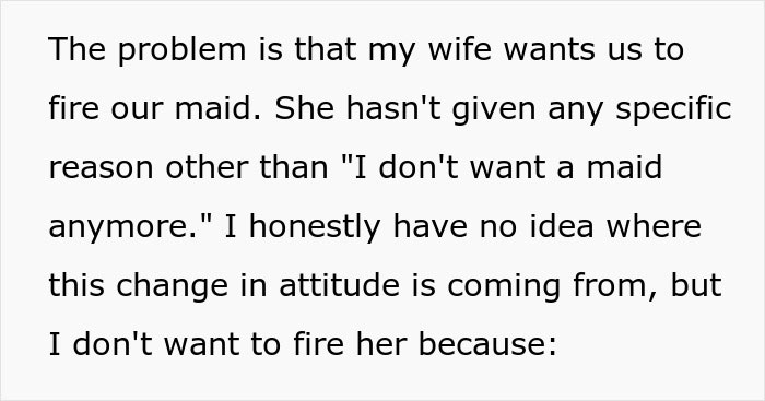 Man Can’t Understand Why Wife Wants To Fire Their Maid, Uncovers A Dark Secret