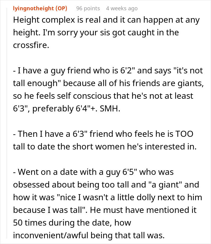 Woman Towers Over Dates After They Lie About Their Height, Throw Fits As She Refuses Second Date Woman Towers Over Dates After They Lie About Their Height, Throw Fits As She Refuses Second Date