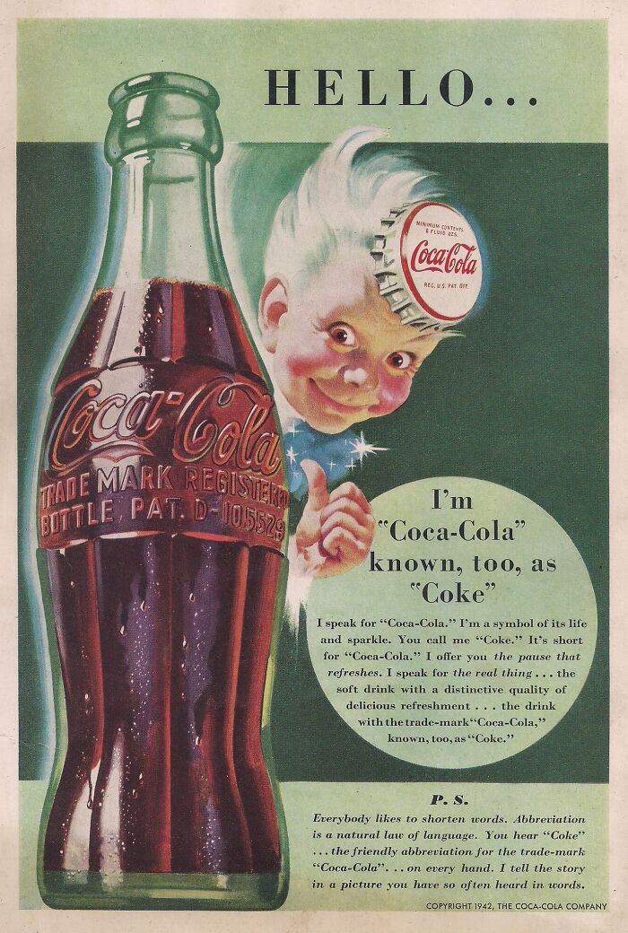 1942 Coke Magazine Ad. I've Been Told The Original Name Of This Guy Was "Sprite"