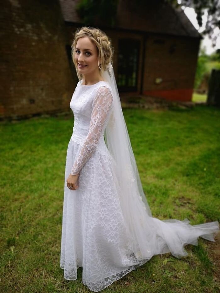 Bride Goes Viral For Choosing A $43 Charity Shop Dress As Her Wedding Gown