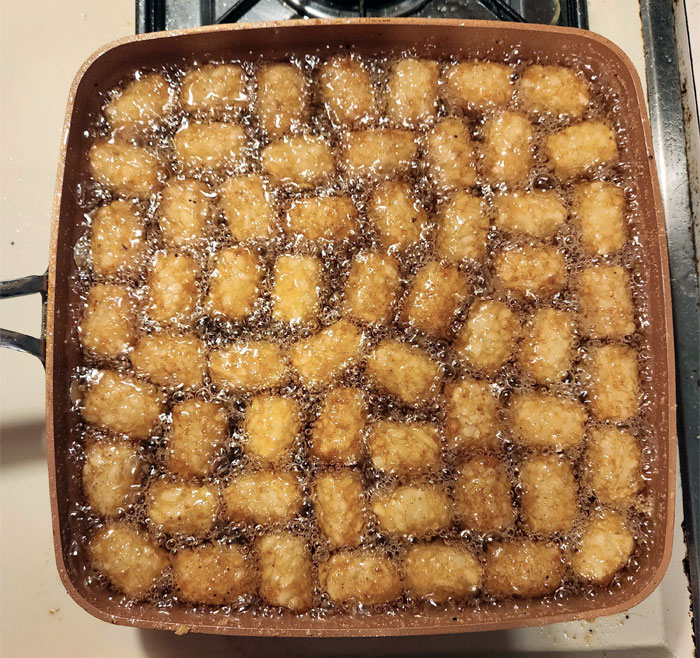 The Way These Tater Tots Are Perfectly Spaced In My Square Pan