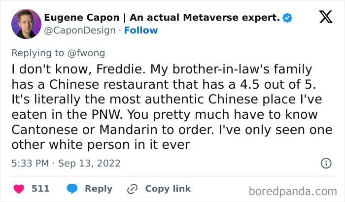 "The Chinese Restaurant 3.5 Rule": Guy Shares His Interesting Take On Ratings "The Chinese Restaurant 3.5 Rule": Guy Shares His Interesting Take On Ratings