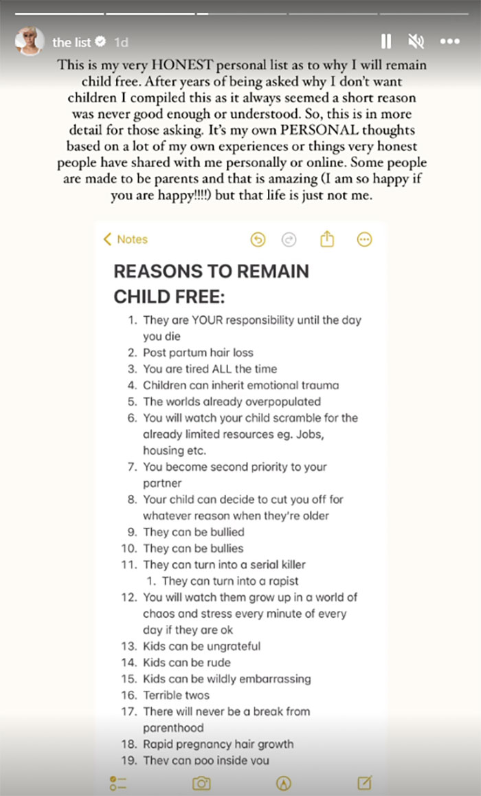 People Lose It At Australian Model’s “118 Reasons” Why She Doesn’t Want Kids