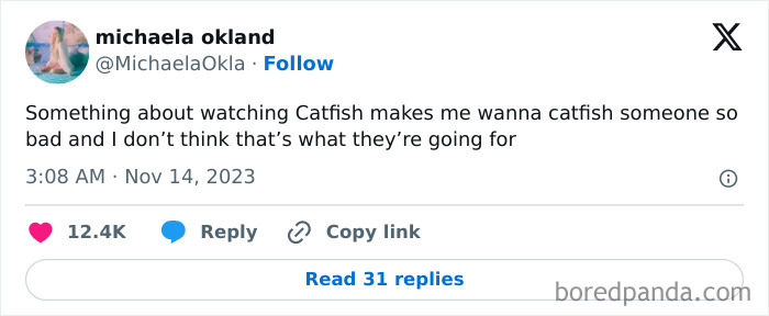 Tweet about watching Catfish