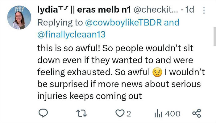 Fans Suffered From “Second-Degree Burns” At Taylor Swift’s Show Where Conditions Were “Inhumane” Fans Suffered From “Second-Degree Burns” At Taylor Swift’s Show Where Conditions Were “Inhumane”