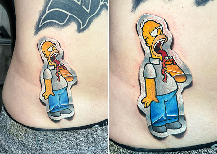 Homer Sticker Tattoo On A Client From British Columbia