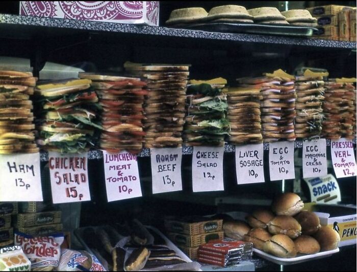 In 1972, You Could Buy Sandwiches In London For Various Prices
