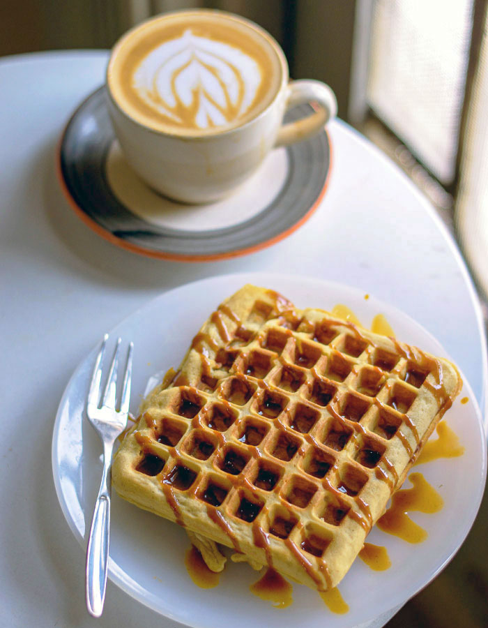 Homemade Waffles With Latte