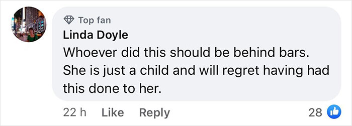 Facebook comment criticizing woman's tattoo modifications. Facebook comment criticizing woman's tattoo modifications.
