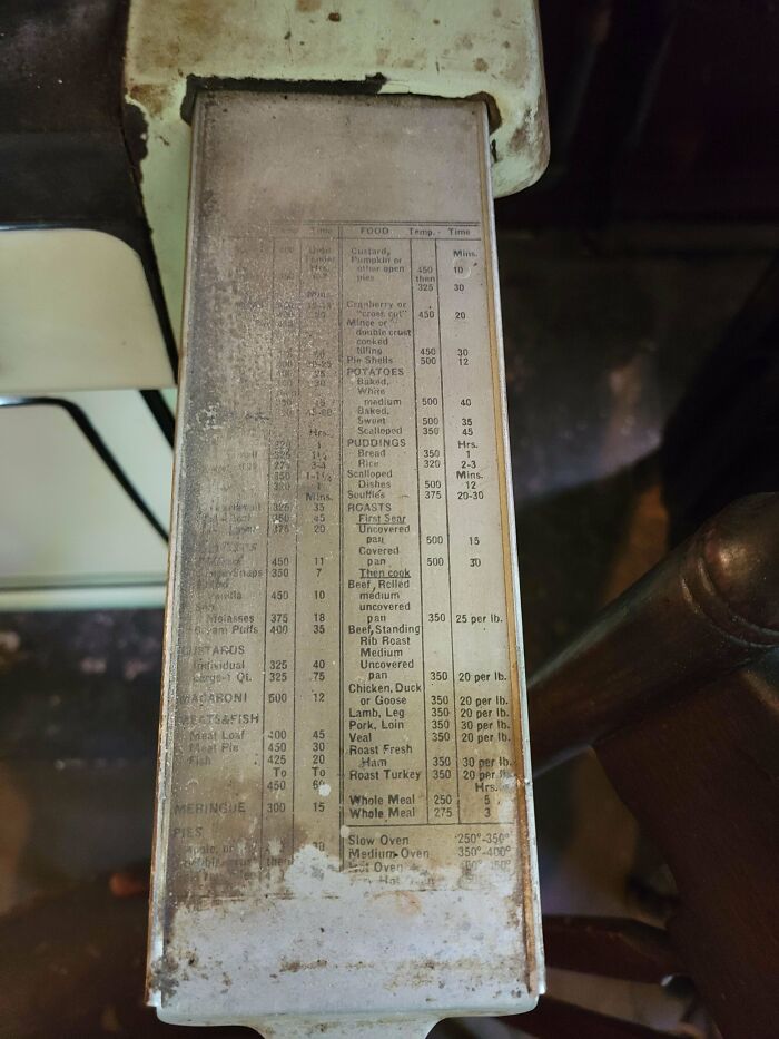 This 1922 Vulcan Smoothtop Came With A Built In Oven Cheat Sheet!