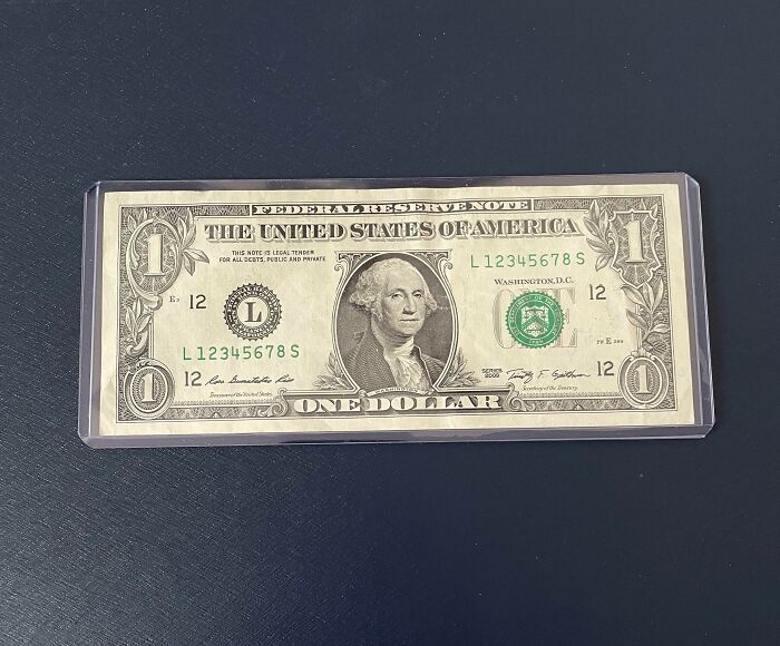 My Dad Found This Perfect Ladder Dollar Bill Out In The Wild