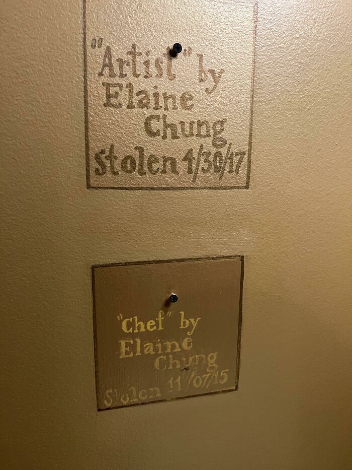 Restaurant Keeps A Memorial Of Stolen Bathroom Art