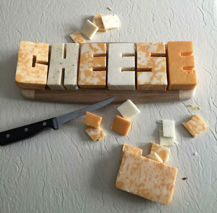 The Word "Cheese" Carved Out Of Cheese