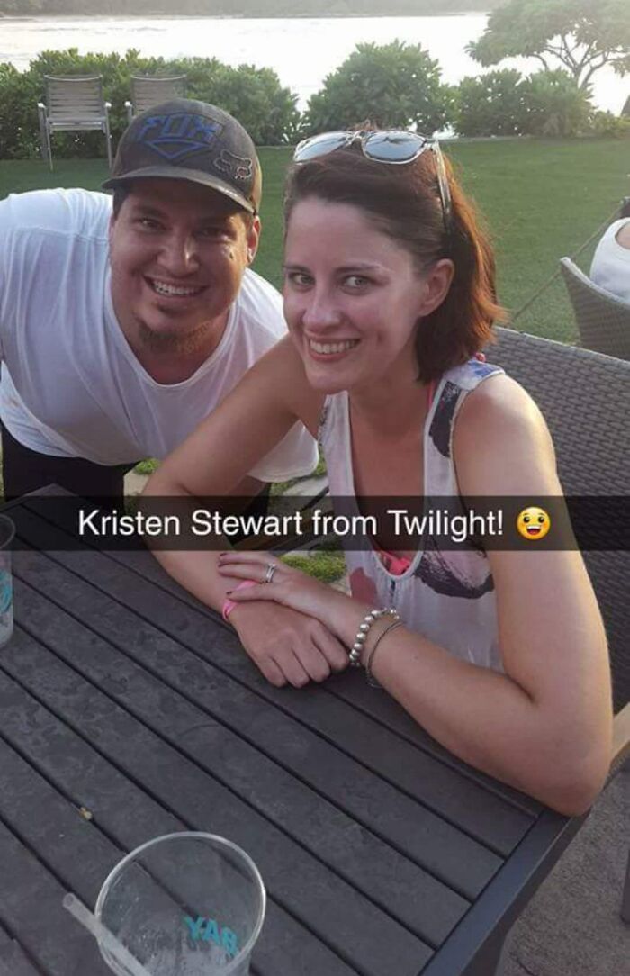 My Dad Tagged Me And My Sister On Facebook In This, His Friend Sent Him This From Hawaii. He'd Thought He Met Kristen Stewart
