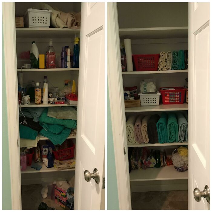 Before And After Of Cleaning My Bathroom Closet!
