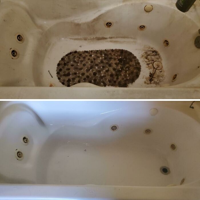I Honestly Don't Know The Last Time My Parents Cleaned Their Tub, So I Took A Crack At It