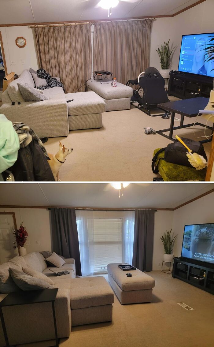 Living Room, Before And After With Some Redecorating