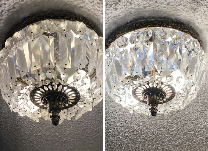 Before And After: Hand Washing The Crystal Chandelier