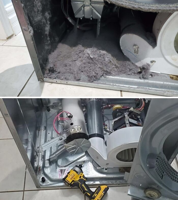 Dryer Internals Cleaning Before & After