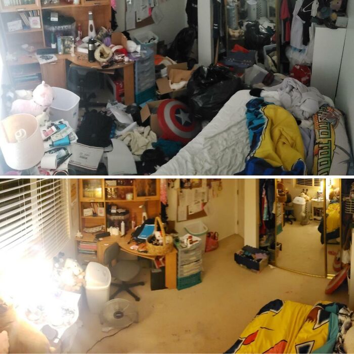 It Took Two People And I Six Hours To Clean My Room. Here's The Before And After