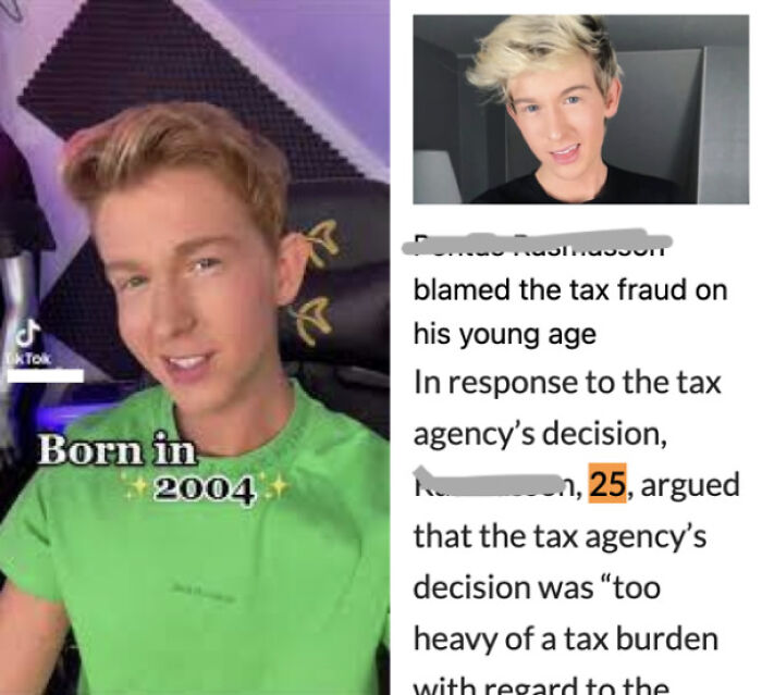Tiktok vs. Article About Him (With His Real Age)