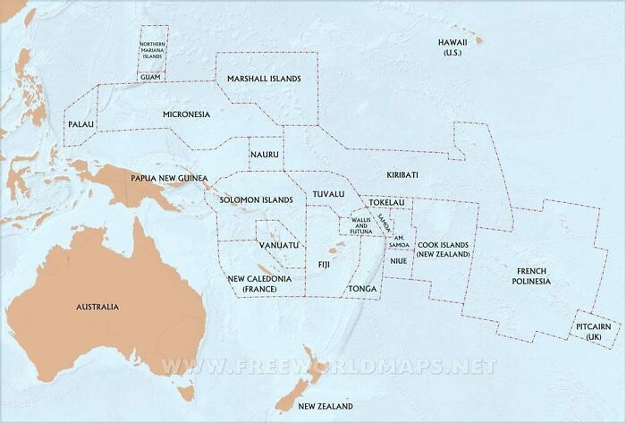 Es difícil encontrar un buen mapa político de Oceanía