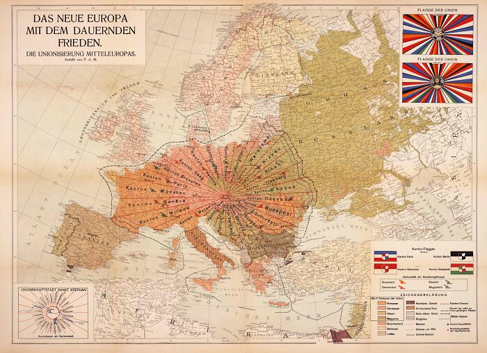 Bizarre Proposal From 1920 To Create New Single, Peaceful European Union With 24 Artificially Created States ( P.a. Maas, Vienna)