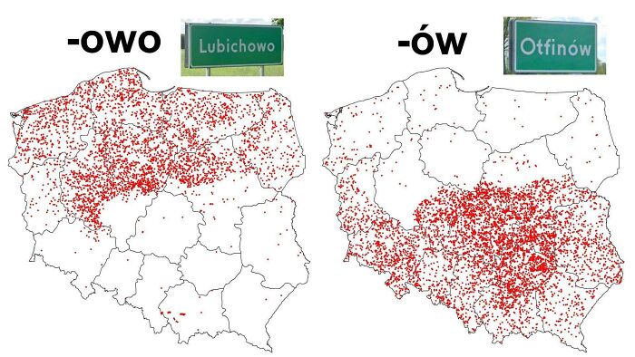 Así terminan la mayoría de los nombres de lugares en Polonia